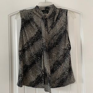 HEAVENLY Black & Gray Sleeveless Neck Tie Top